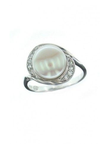 ANILLO SORTIJA PLATA CIRCONITAS PERLA RA421
