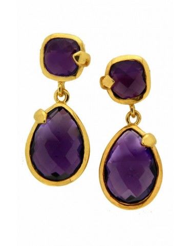 PENDIENTES METAL CHAPADO MUJER ER-1975&G-AM