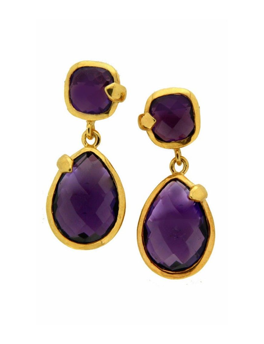 PENDIENTES METAL CHAPADO MUJER ER-1975&G-AM