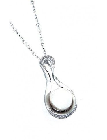 COLLAR PLATA CIRCONITAS PERLA PS4429PE