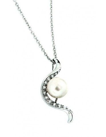 COLLAR PLATA CIRCONITAS PERLA PS4387PE
