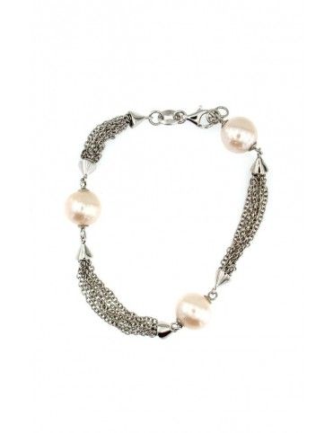 PULSERA PLATA Y PERLAS MUJER AS1285