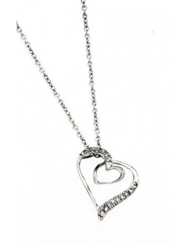 COLLAR PLATA CIRCONITAS CORAZON PS3638