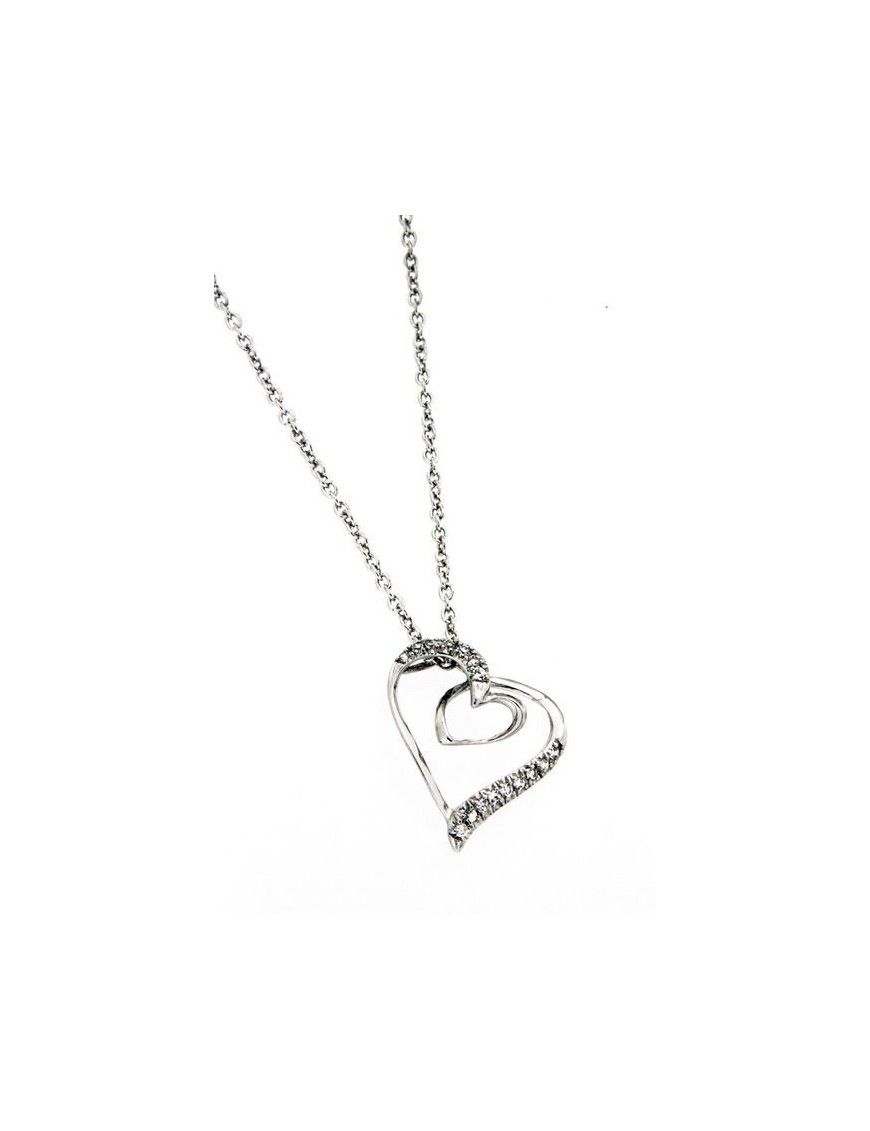 COLLAR PLATA CIRCONITAS CORAZON PS3638