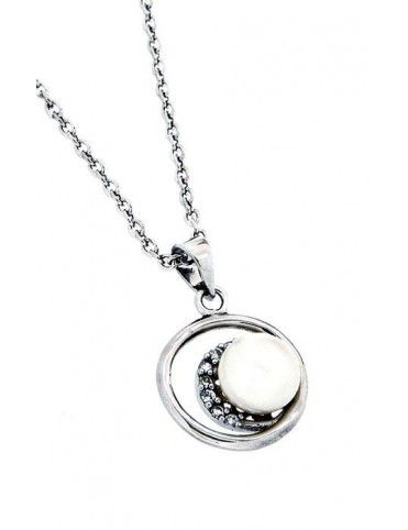 COLLAR PLATA PERLA PS3375PE