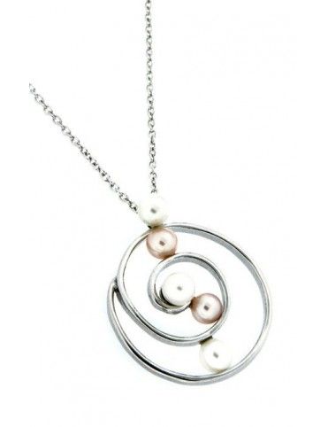 COLLAR PLATA PERLAS COLOR PS3254PE