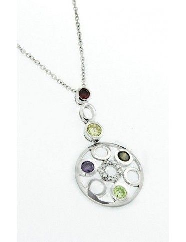 COLLAR PLATA CIRCONITAS COLOR PS2968