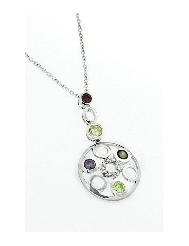 COLLAR PLATA CIRCONITAS COLOR PS2968