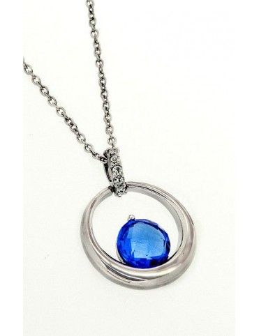 COLLAR PLATA CIRCONITAS AZUL PS2854BLQ