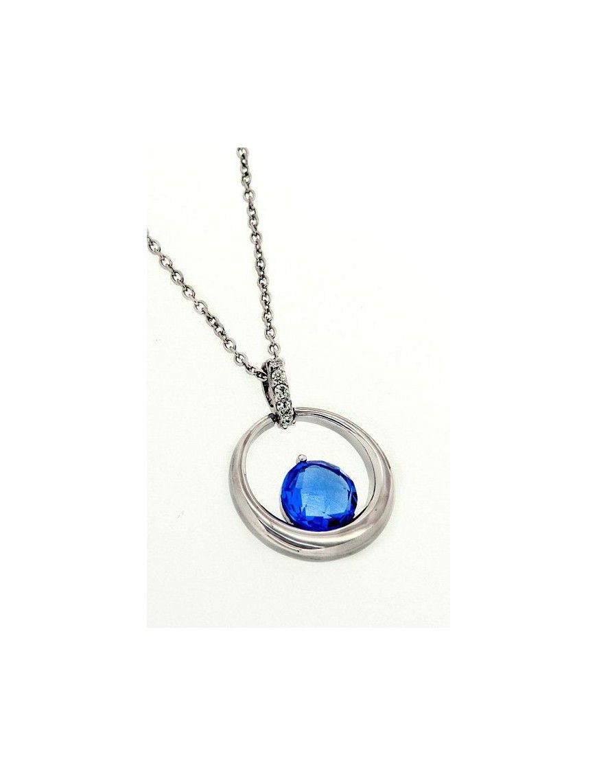 COLLAR PLATA CIRCONITAS AZUL PS2854BLQ
