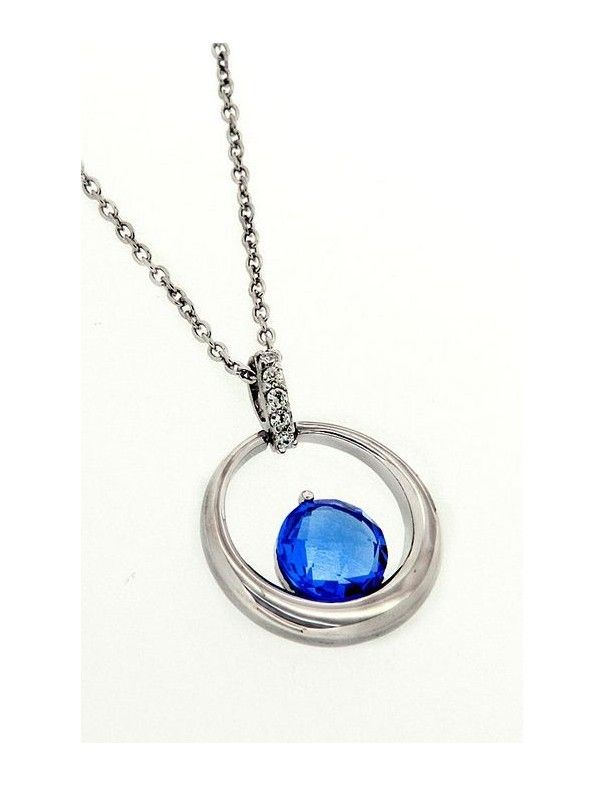 COLLAR PLATA CIRCONITAS AZUL PS2854BLQ