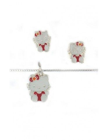 PENDIENTE PLATA NIÑA ROJO 5-04018