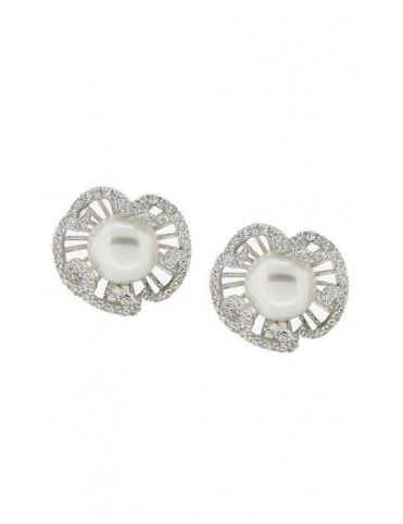 PENDIENTE PLATA CIRCONITAS PERLA EN2181-ES003