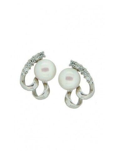 PENDIENTE PLATA CIRCONITAS PERLA ES1905