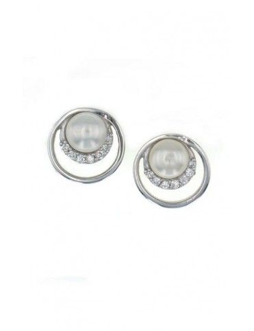 PENDIENTE PLATA CIRCONITAS PERLA ES3054PE