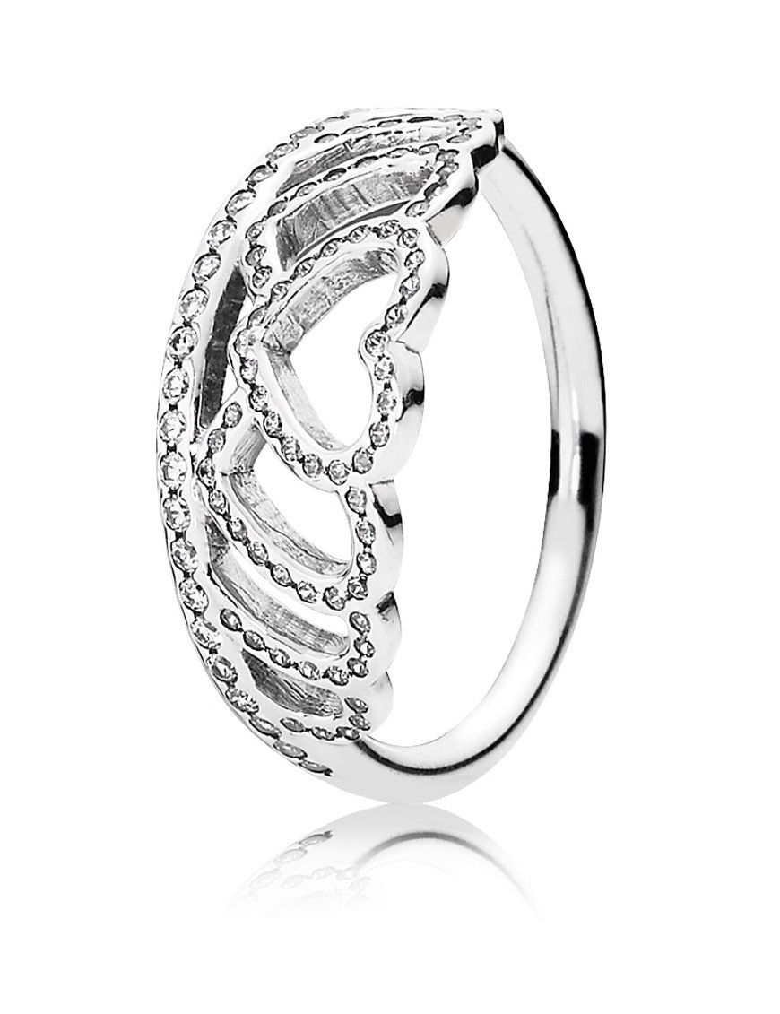 Anillo Pandora Plata Circonitas Tiara de Corazones 190958CZ-52