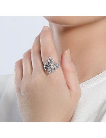 ANILLO PANDORA PLATA CIRCONITA HOJAS BRILLANTES 190921CZ-54