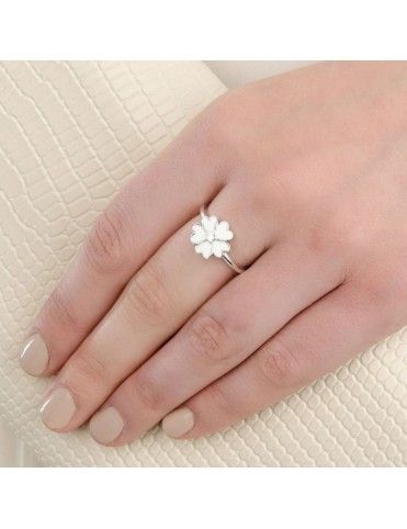 Anillo Pandora Plata y esmalte Prímula Blanca 190931EN12-52