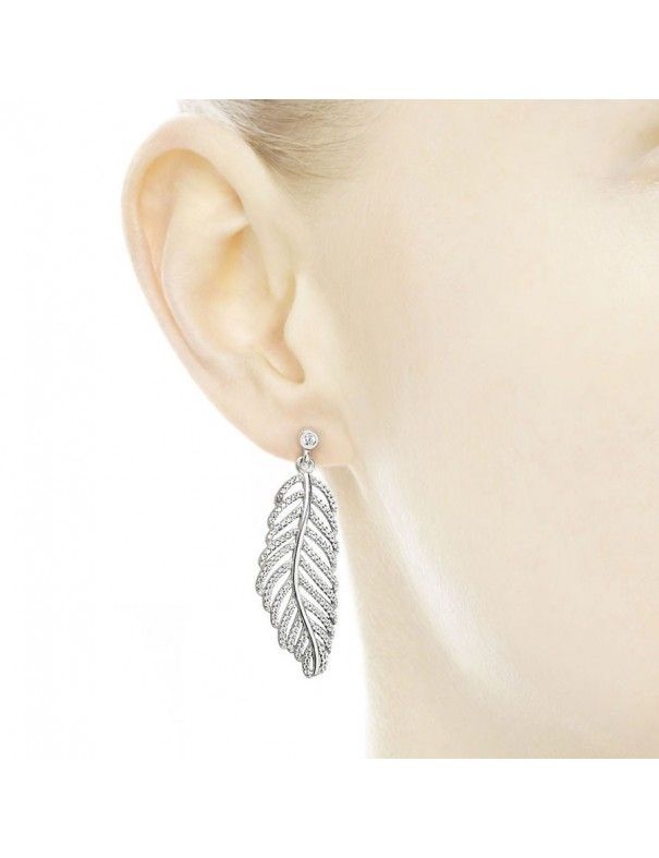 Pendientes Pandora Plata Circonitas Plumas Brillantes 290584CZ