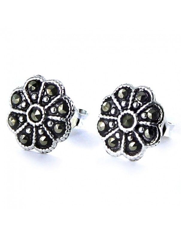 Pendientes plata y marcasitas Mujer Flor 9091796