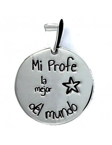 Collar Plata Mujer Mi profe la mejor del mundo 9088115