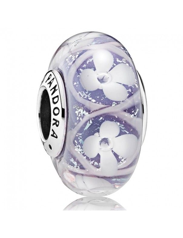 Charm Pandora Plata Murano Campo de Flores Morado 791667