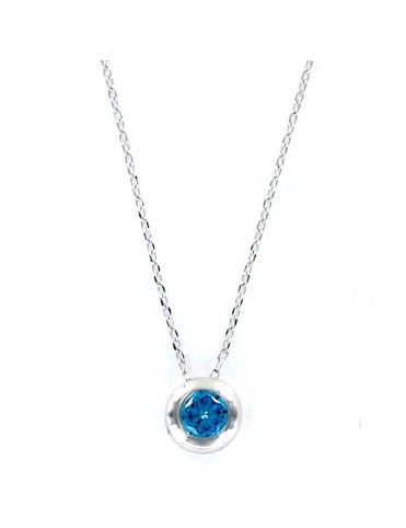 Collar Plata Mujer Chatón Azul Aguamarina 9097682