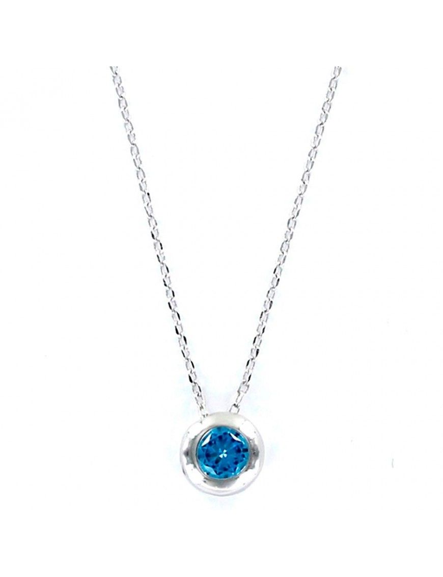 Collar Plata Mujer Chatón Azul Aguamarina 9097682