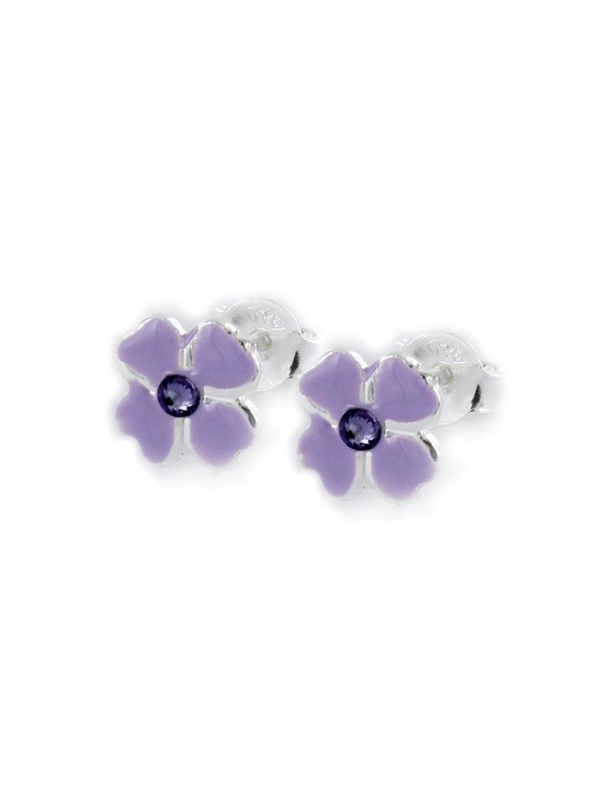 Pendientes Plata Niña Margaritas Moradas 9097266