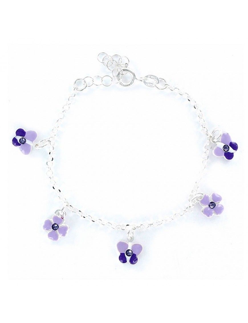 Pulsera Plata Niña Flores y mariposas 9097267