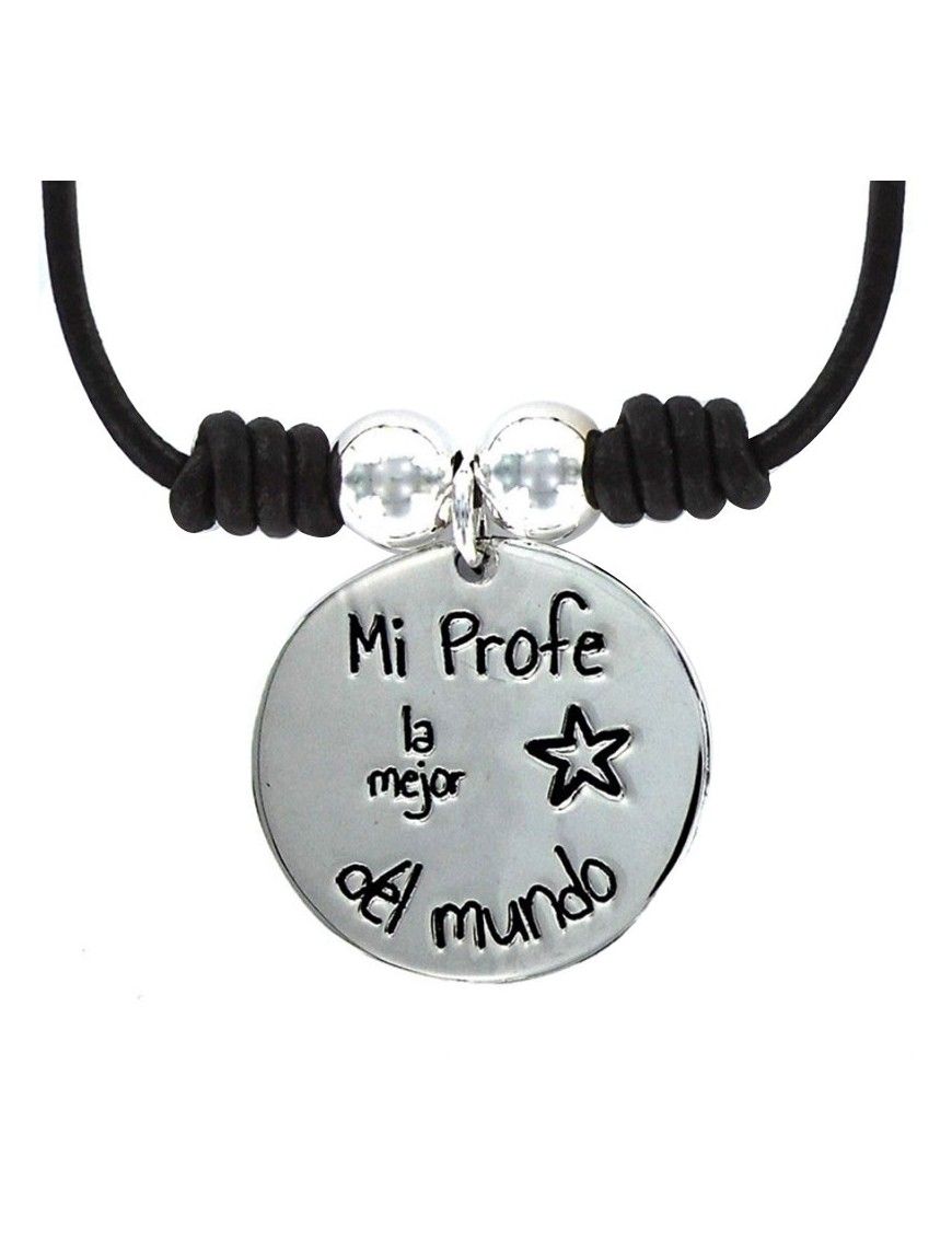 Collar Plata Mujer Mi profe es la mejor 9087307