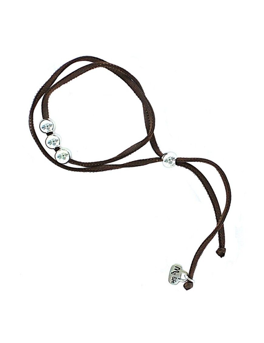 Pulsera plata y seda Mujer My life 9086396