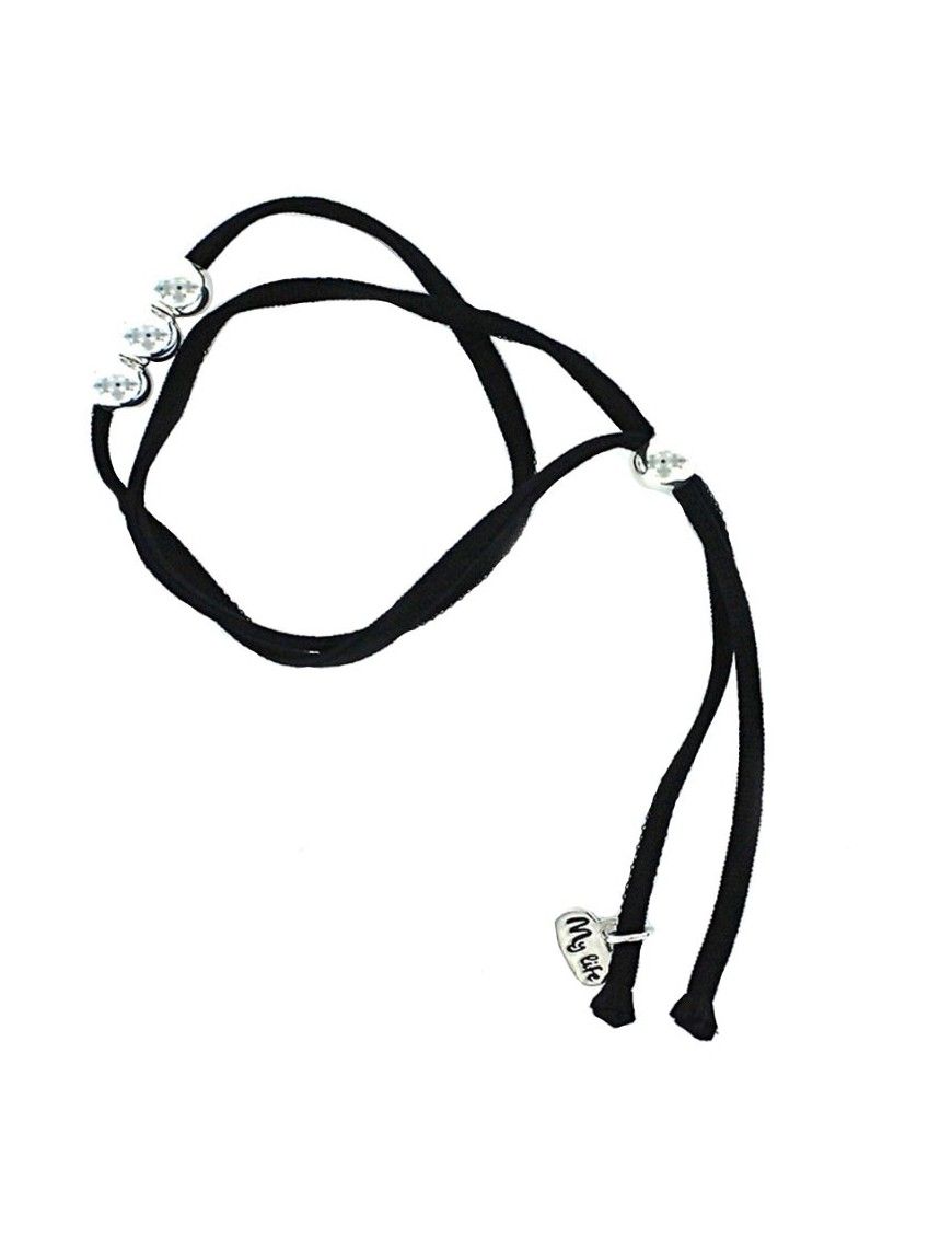 Pulsera plata y seda Mujer My life 9086392