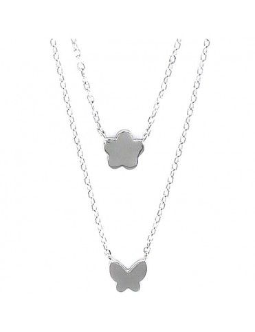 Collar Plata Mujer doble Cadena 9100182