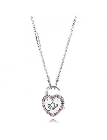 Collar Pandora Plata Candado Corazón 396583FPC-60