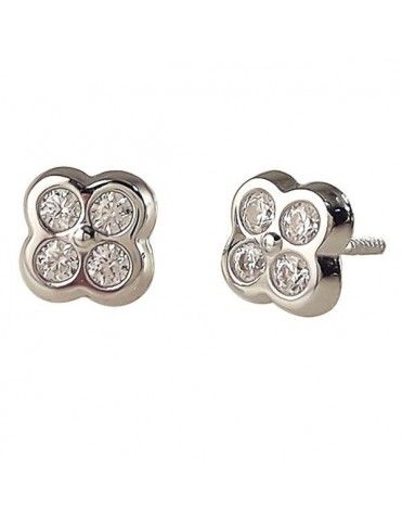 Pendientes Oro blanco niña flor 41B1461