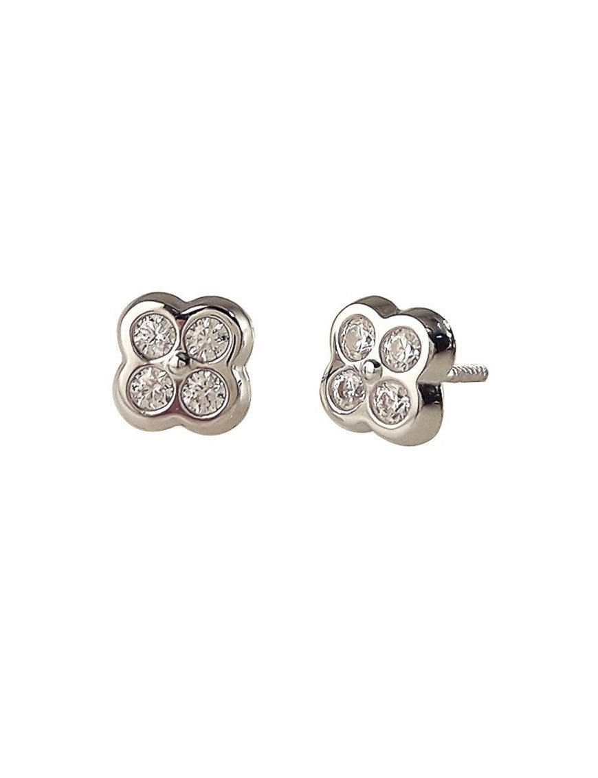 Pendientes Oro blanco niña flor 41B1461