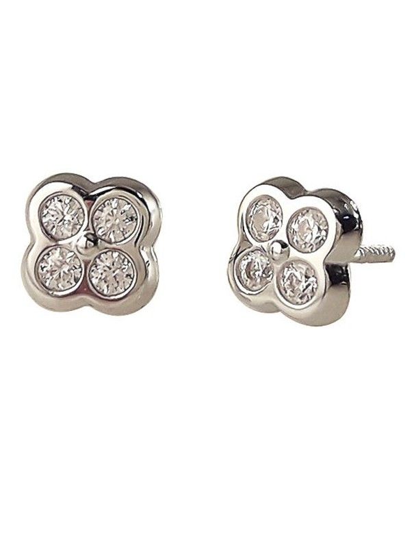 Pendientes Oro blanco niña flor 41B1461