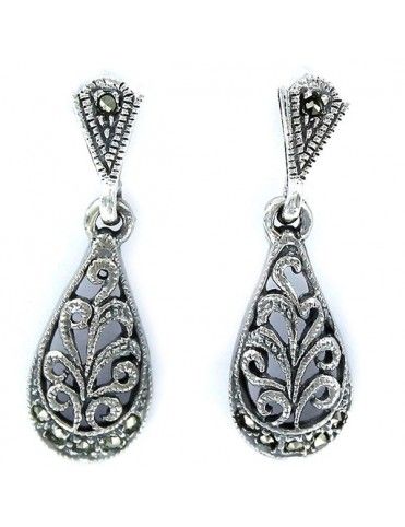 Pendientes Plata Mujer marcasitas gota calada 9101070