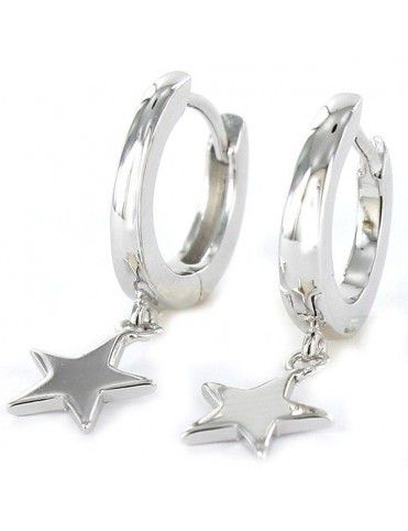Pendientes Plata Mujer Aro con Estrella colgante 9101655