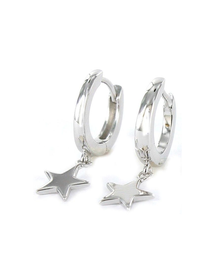 Pendientes Plata Mujer Aro con Estrella colgante 9101655