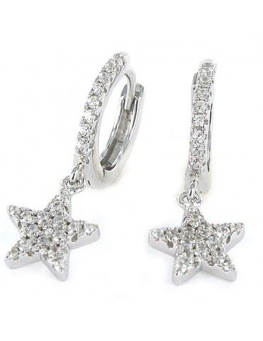Pendientes Plata Mujer Aro  Estrella 9101667