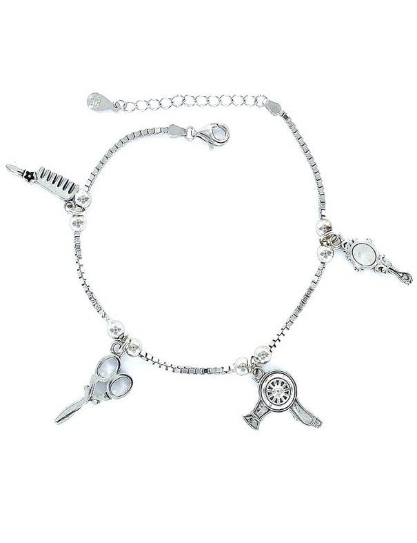Pulsera Plata Mujer peluquera 4 colgantes 9101765