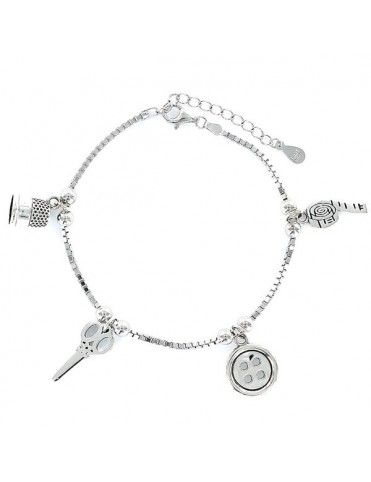 Pulsera Plata Mujer costurera 4 colgantes 9101767