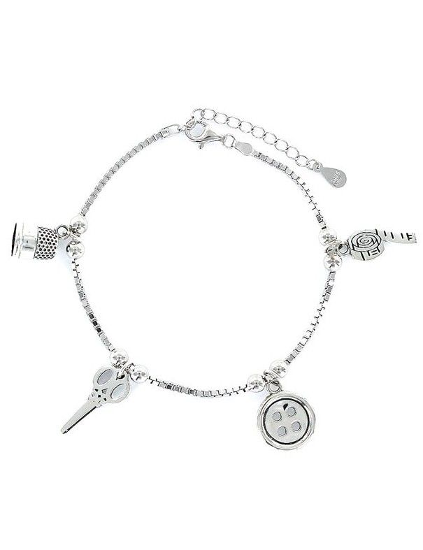 Pulsera Plata Mujer costurera 4 colgantes 9101767