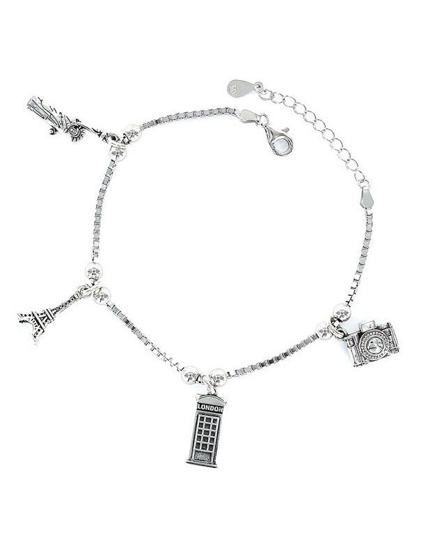 Pulsera Plata Mujer viajera 4 colgantes 9101771