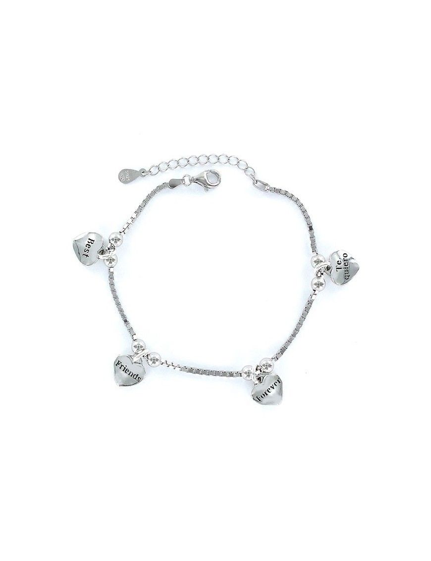 Pulsera Plata Mujer amistad 4 colgantes 9101772