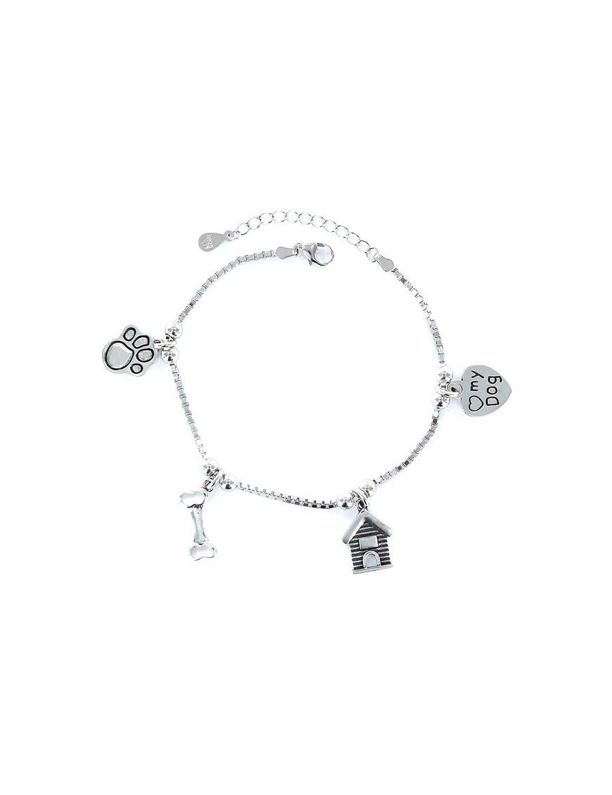 Pulsera Plata Mujer mascotas 4 colgantes 9101774