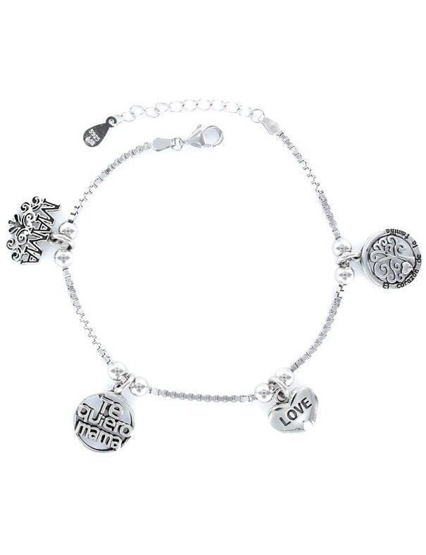 Pulsera Plata Mujer Tu eres lo más Mamá 4 colgantes 9101861