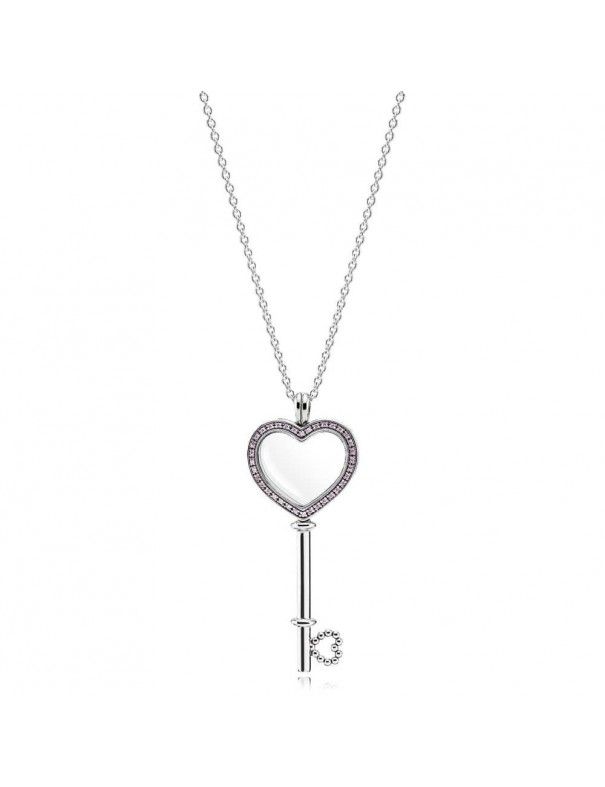 Collar Pandora Plata Locket llave corazón+ 2 petites 396584FPC-80&7965698&793668